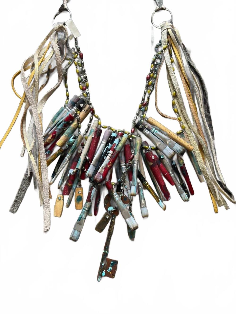 NEW A RARE BIRD women's painter's palette layered necklace in multi
